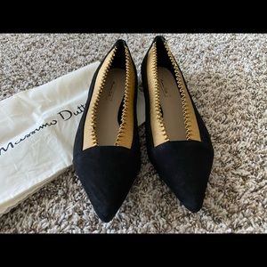 Massimo Dutti ballerina Suede Flats & Gold Detail